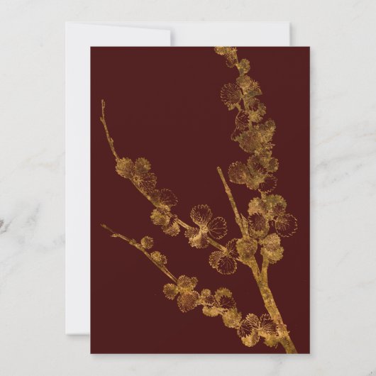 Goud We trouwden met Botanicals, Burgundy Kaart (Achterkant)