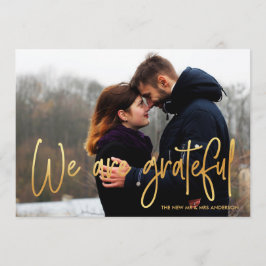 Goud | We zijn dankbaar 2 Foto Weddenschap Harteli Bedankkaart