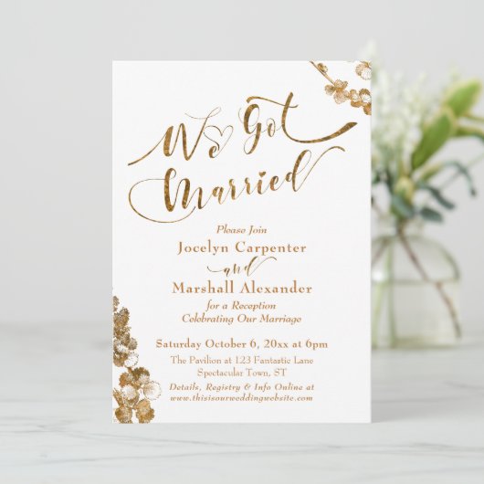 Goud We zijn getrouwd met chemicaliën op wit Kaart (Staand voorkant)