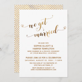 Goud We Zijn Getrouwd Post-Trouwfeest Kaart