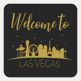 Goud Welkom bij Las Vegas geschenk mand bruiloft Vierkante Sticker