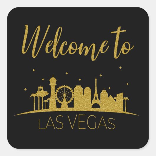 Goud Welkom bij Las Vegas geschenk mand bruiloft Vierkante Sticker (Voorkant)