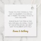 Goud Welkom bij Las Vegas Gift Bag Wedding Bedankjes Labels (Achterkant)