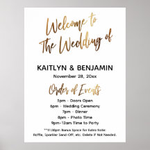 Goud Welkom Bruiloft Tijdlijn Orde van Evenementen