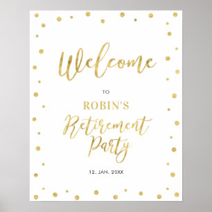 Goud Welkomstbord voor Chic Confetti Retirement Poster