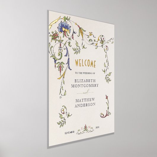 Goud Welkomstteken Middeleeuws Ornament Bruiloft Folie Afdrukken (Laagn)