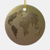 Goud Wereldbol Keramisch Ornament (Voorkant)