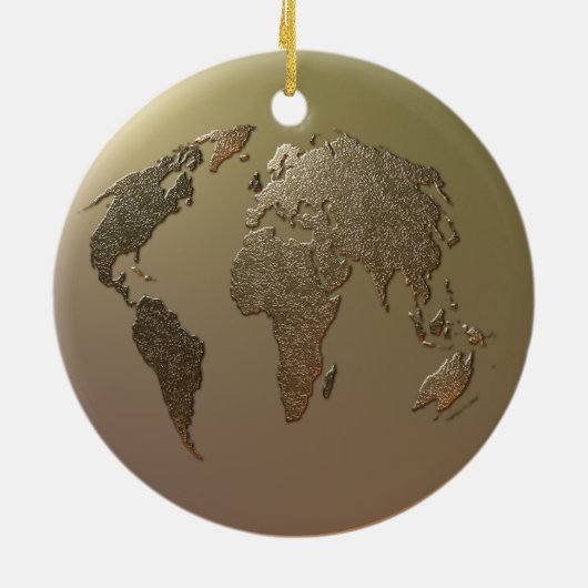 Goud Wereldbol Keramisch Ornament (Achterkant)