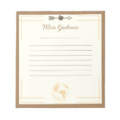 Goud Wereldbol Leraar Notitieblok (Voorkant)