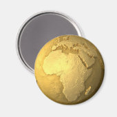 Goud Wereldbol - Metal Earth, Afrika, 3d render Magneet (Voorkant / Achterkant)