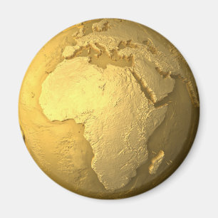 Goud Wereldbol - Metal Earth, Afrika, 3d render Magneet