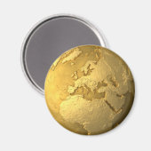Goud Wereldbol - Metal Earth. Europa, 3d render Magneet (Voorkant / Achterkant)