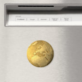 Goud Wereldbol - Metal Earth. Europa, 3d render Magneet (Insitu (Vaatwasser))