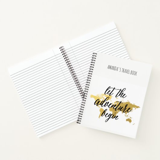 Goud wereldkaart reisbiljetten op maat notitieboek (Binnen)