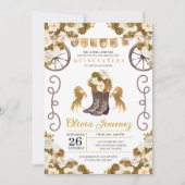 Goud Western Mariachi Charro Boots Quinceañera Kaart (Voorkant)