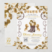 Goud Western Mariachi Charro Boots Quinceañera Kaart (Voorkant / Achterkant)