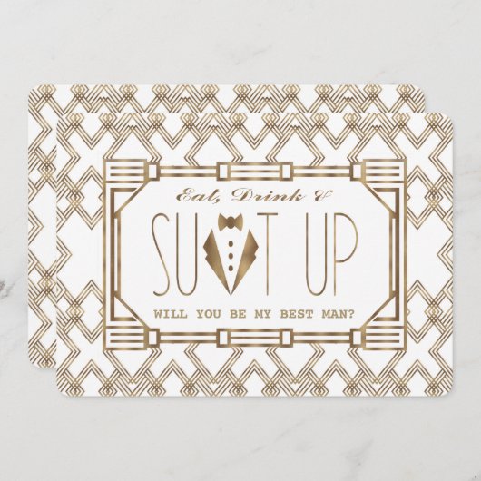 Goud & White Great Gatsby ZAL JE MIJN BESTE MAN ZI Kaart (Voorkant / Achterkant)