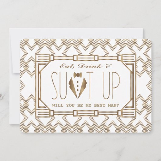 Goud & White Great Gatsby ZAL JE MIJN BESTE MAN ZI Kaart (Voorkant)