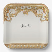 Goud  White Pearls Paper Bord (Voorkant)