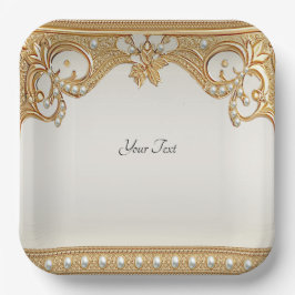 Goud  White Pearls Paper Bord