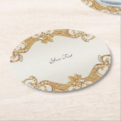 Goud  White Pearls Paper Onderzetter (Gebogen)