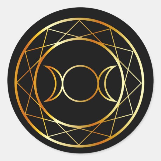Goud Wiccan symbool Drievoudige Godin Ronde Sticker (Voorkant)