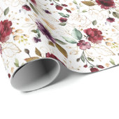 Goud wijn bordeaux bloempatroon cadeaupapier (Rol Hoek)