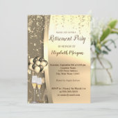 Goud-wijnglas, ballon, hoge-heelpartij kaart (Staand voorkant)