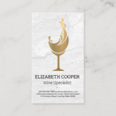 Goud Wijnglas | Marmeren achtergrond Visitekaartje (Voorkant)