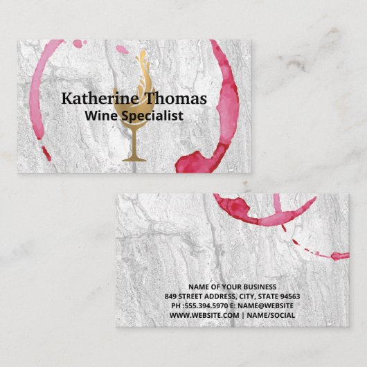 Goud wijnspatlogo | Wijnvlek leisteen achtergrond Visitekaartje (Voorkant / Achterkant)