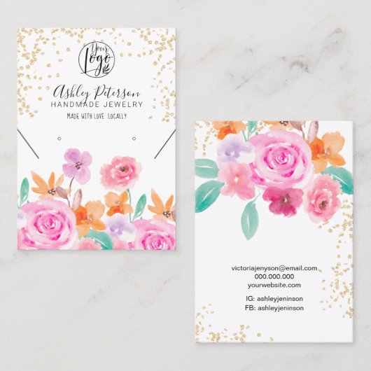 Goud wild logo juwelen oorend ketting visitekaartje (Voorkant / Achterkant)