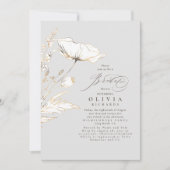 Goud Wildbloem Licht Grijzig Vrijgezellenfeest Kaart (Voorkant)