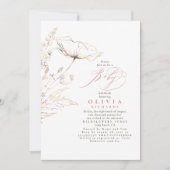 Goud Wildbloem Roze Roze Baby shower Kaart (Voorkant)