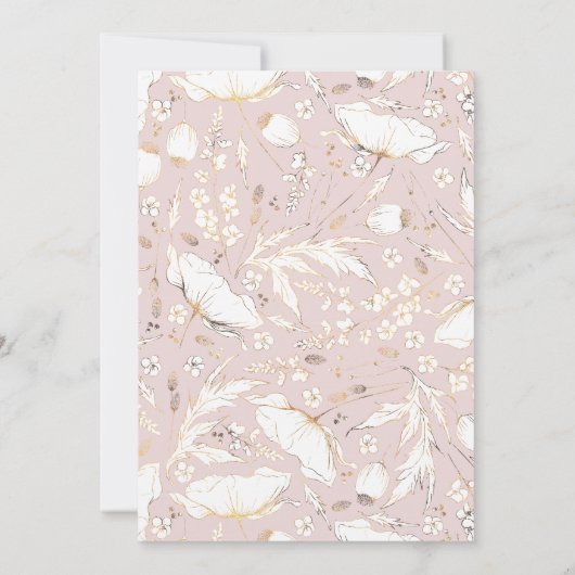Goud Wildbloem Roze Roze Baby shower Kaart (Achterkant)
