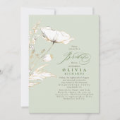 Goud Wildbloem Sage Green Chic Vrijgezellenfeest Kaart (Voorkant)