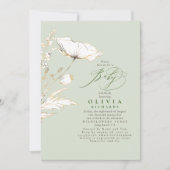 Goud Wildbloem Sage Green Elegant Baby shower Kaart (Voorkant)