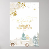Goud Winter Baby shower of Verjaardag Welkomstbord Poster (Voorkant)