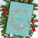 Goud | Winter Ice Blue Wreate Kerstmis | Nieuw jaa Folie Feestdagenkaart<br><div class="desc">*ECHTE GOLD PRESSED FOLIE Gold | Winter Ice Blue Wreate Kerstmis | Nieuwjaarsdag van de Kaart van de Folie</div>