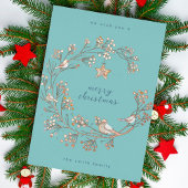 Goud | Winter Ice Blue Wreate Kerstmis | Nieuw jaa Folie Feestdagenkaart