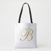 Goud & Wit Aangepast Monogram  Tote Bag (Voorkant)