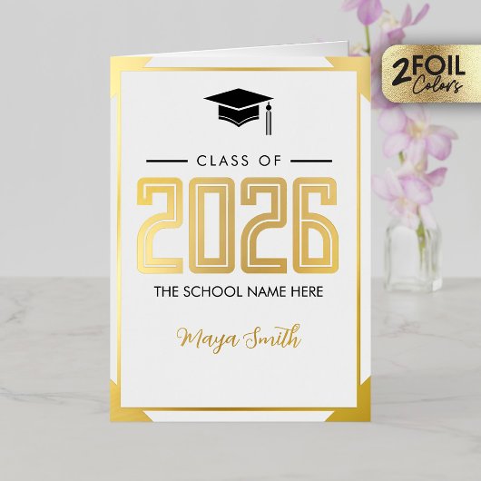 Goud Wit Afstuderen Echte Folie Wenskaart