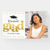 Goud wit afstuderen foto modern vet typografie spandoek (Horizontaal)