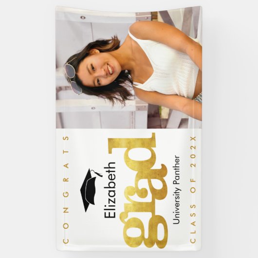 Goud wit afstuderen foto modern vet typografie spandoek (Verticaal)