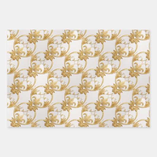Goud Wit AI Kunst Verpakkende Document Inpakpapier Vel (Voorkant)