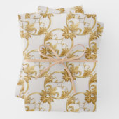 Goud Wit AI Kunst Verpakkende Document Inpakpapier Vel (In situ)