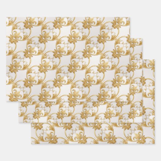 Goud Wit AI Kunst Verpakkende Document Inpakpapier Vel (Set)