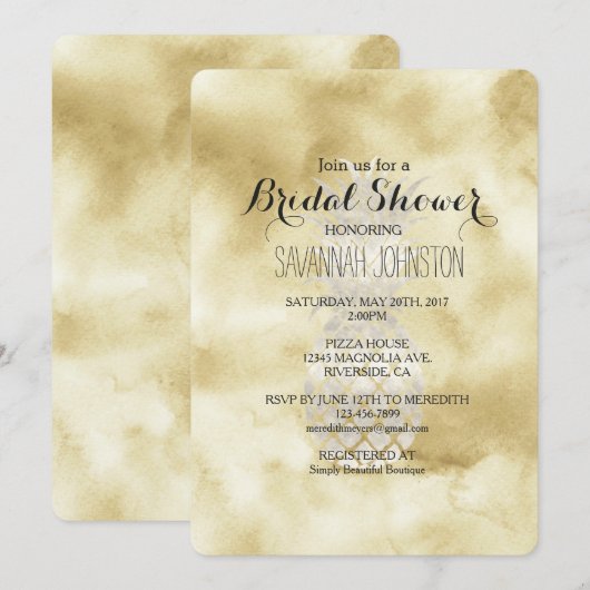 Goud Wit Ananas vrijgezellenfeest Kaart (Voorkant / Achterkant)