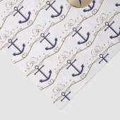 Goud Wit Ankers Nautisch Monogram Moderne Partij Tissuepapier (Detail)