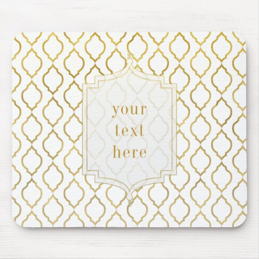 Goud & Wit Arabisch Marokkaans Glam Elegant Muismat (Voorkant)