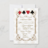 Goud Wit Art Deco Casino Vegas Poker Bruiloft RSVP Kaartje (Voorkant)